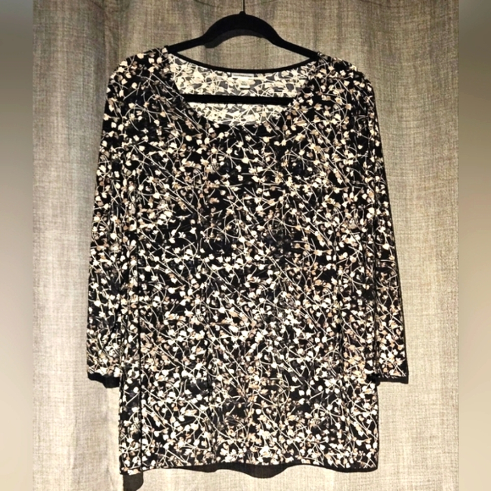 Croft & Barrow Size XL Stretch Knit Tunic Floral Top 3/4 Sleeve